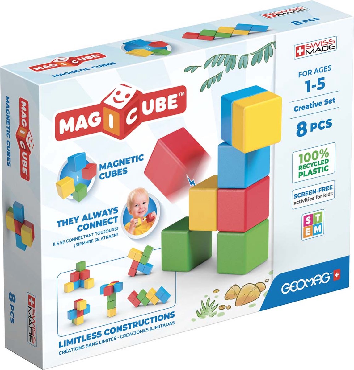 Geomag magicube creatief recycled - magnetische bouwblokken - 8-delig - vanaf 1 jaar