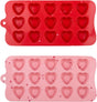Alpina chocoladevorm hartjes - ideaal voor valentijn - siliconen bakvorm - geschikt voor oven en vriezer - gemakkelijk schoon te maken - set van 2 - 22x10,5x1,5 cm - roze en rood