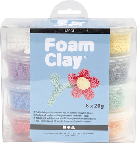 Creativ company foam clay large basisset van 8 kleuren - boetseren - aan de lucht drogende klei