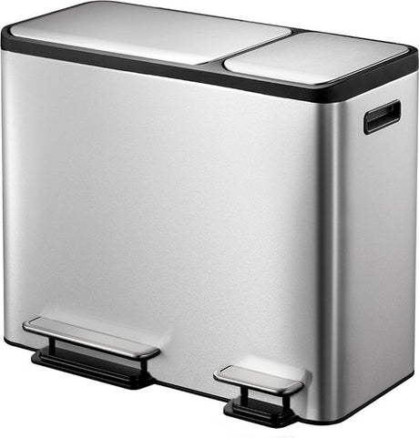 Eko - ecocasa recycler pedaalemmer 15+15+15 liter - stainless steel plastic - mat rvs - prullenbak