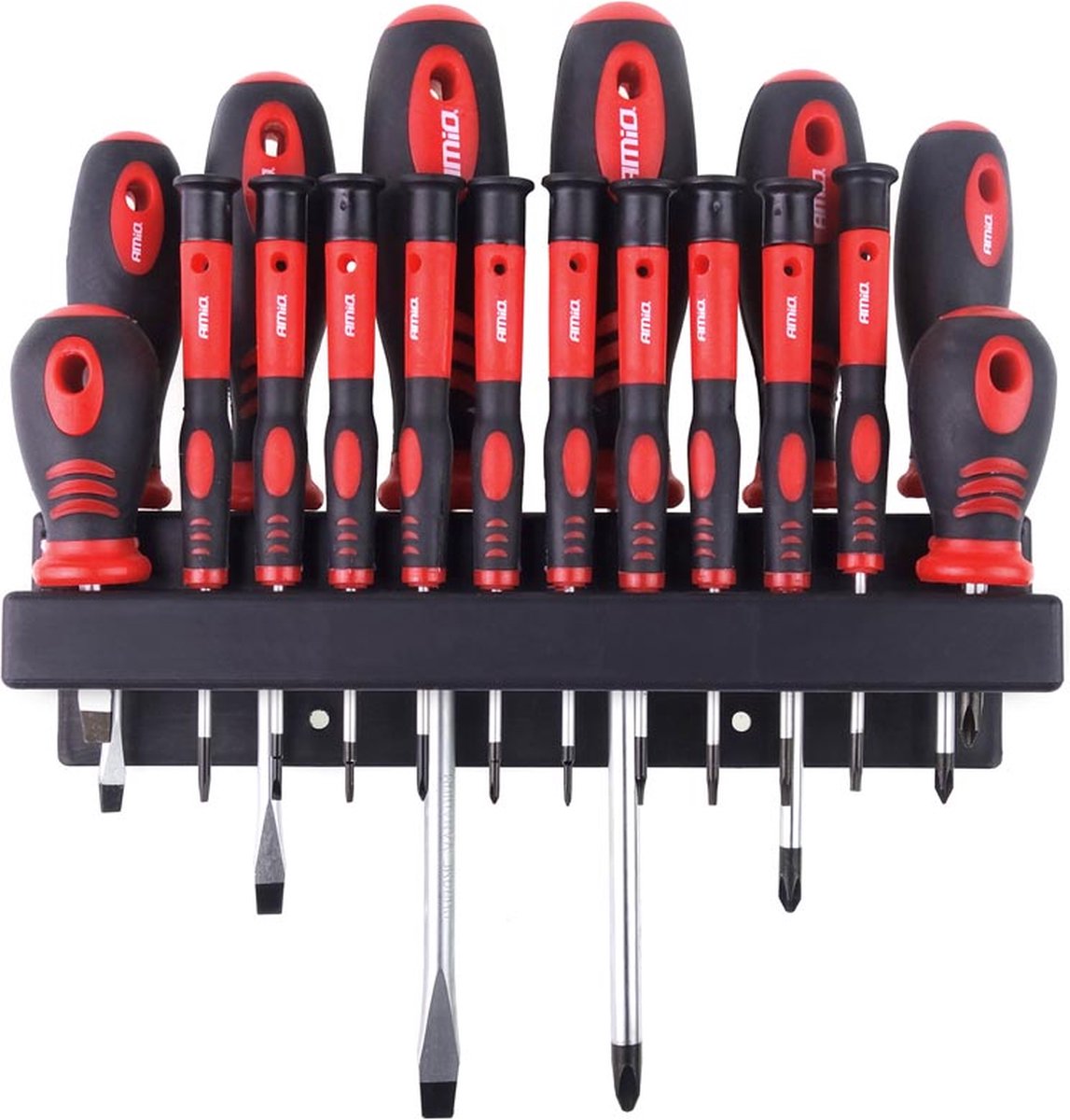 Amio schroevendraaierset met houder - cr-v - 18 delig - kruis plat torx schroevendraaiers