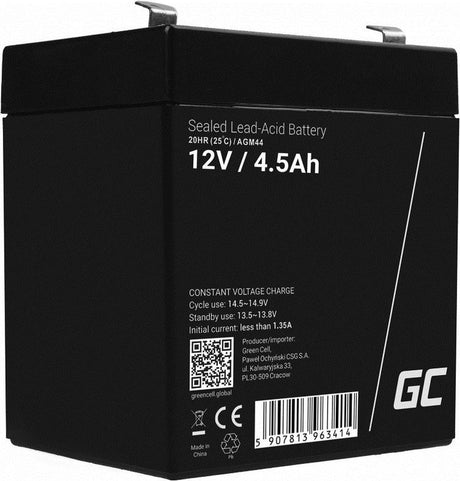 Boparts agm vrla 12v 4.5ah 5.2 ah accu onderhoudsvrij.