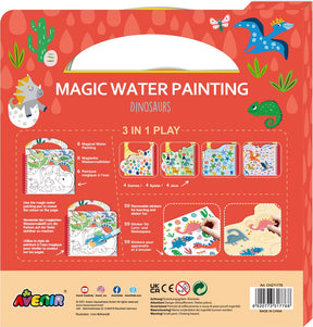 Avenir magisch waterschilderen: book dinosaurussen 21,7x2x22,7cm, 6 herbruikbare pagina's met 3-in-1 play, 3+