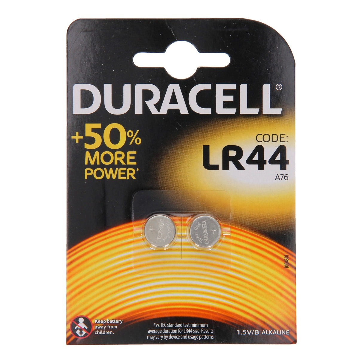 Duracell alkalisk LR44 A76 V13GA 76A 1.5V blemmer 2 stykker