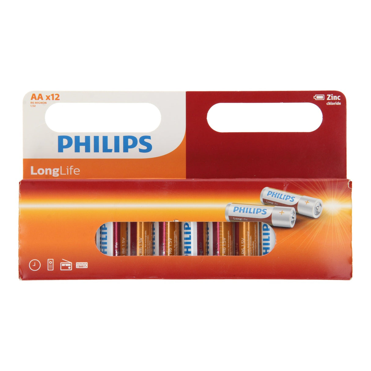 Philips Longlife Battery Zinc AA R6, 12 ..