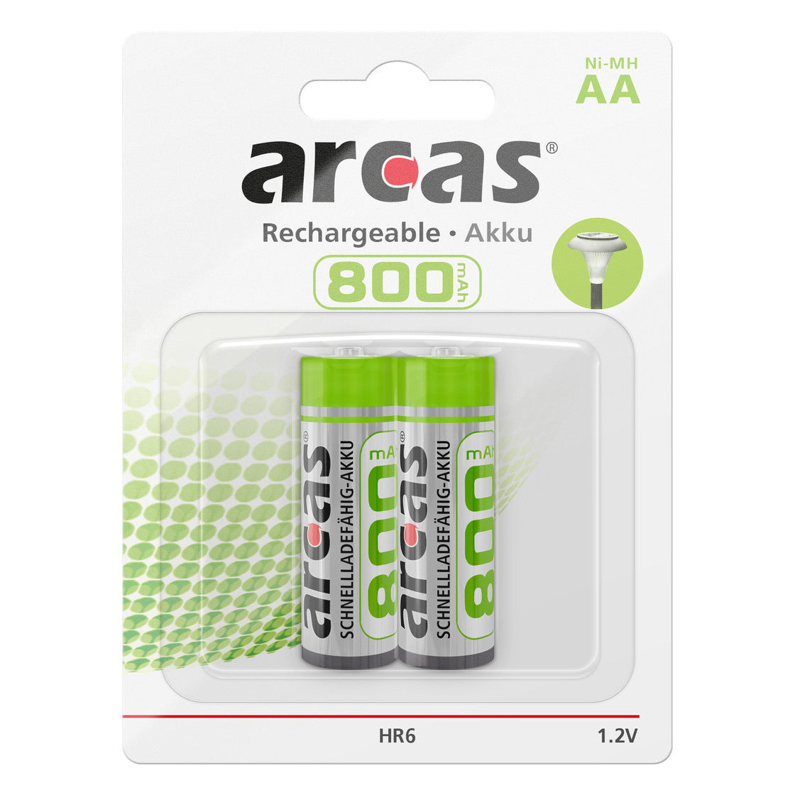 Batterisalg Europa Oppladbare batterier Arcas oppladbar NIMH AA HR6 800MAH, 2.