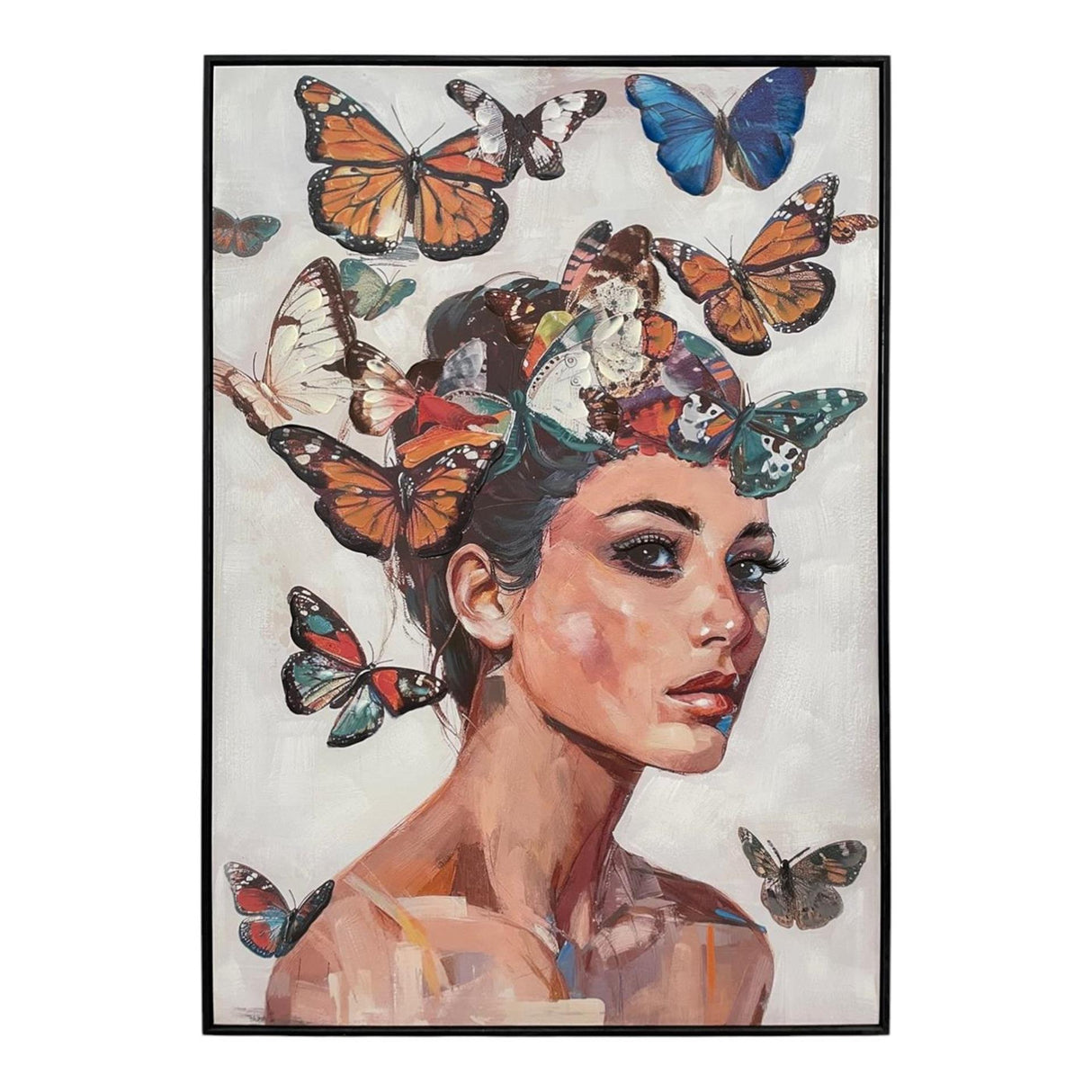 Mansion atmosphere canvas schilderij vrouw met vlinders 70x100x3,5cm