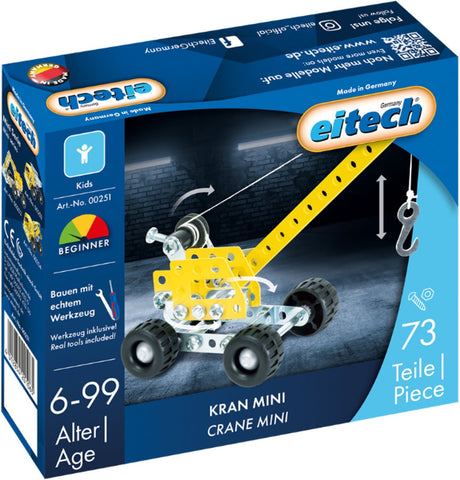Eitech ® bouwdoos – mini kraan – 73-delig – metalen bouwpakket met gereedschap – constructiespeelgoed – vanaf 6 jaar