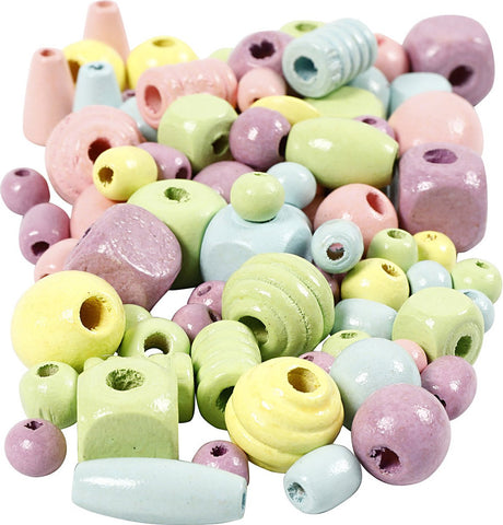 Creativ company houten kralen 10-15 mm pastel 175 gr