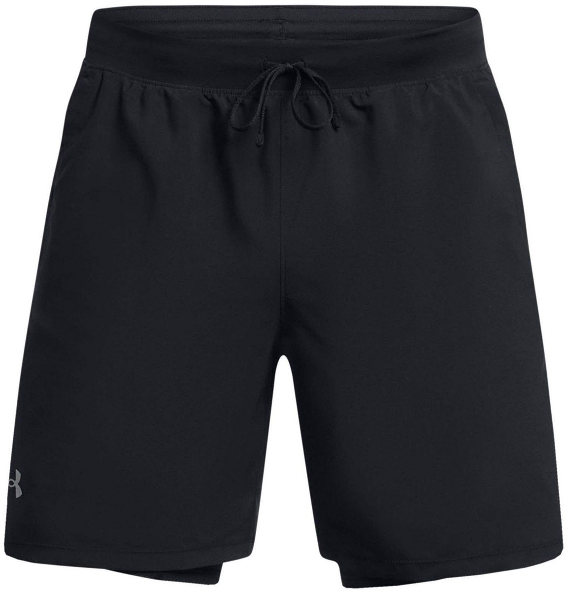 Under armour ua launch 7'' 2-in-1 shorts-blk heren sportbroek - zwart - reflecterend