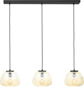 Brilliant kaizen - hanglamp - 3-lichts balk - glas - 3xe27 max 40w - amber zwart