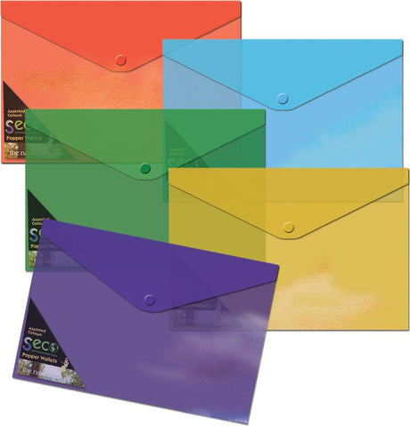 Seco envelopmap - a4+ - assorti - pp 180 micron - 5 stuks - milieuvriendelijk