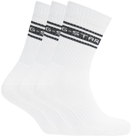 G-star heren 3p sokken sport stripe wit