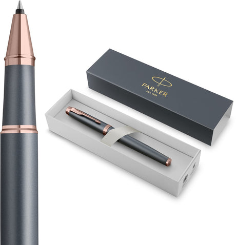 Parker im-rollerbalpen | finishing touch-collectie | leisteenafwerking | medium | zwart | geschenkverpakking