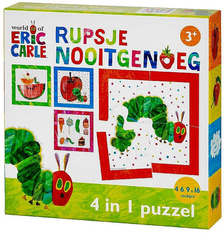 Bambolino rupsje nooitgenoeg 4-in-1 kinderpuzzel - 4, 6, 9 en 16 stukjes - peuter en kleuter speelgoed - voor meisjes en jongens - vanaf 3 jaar - toys