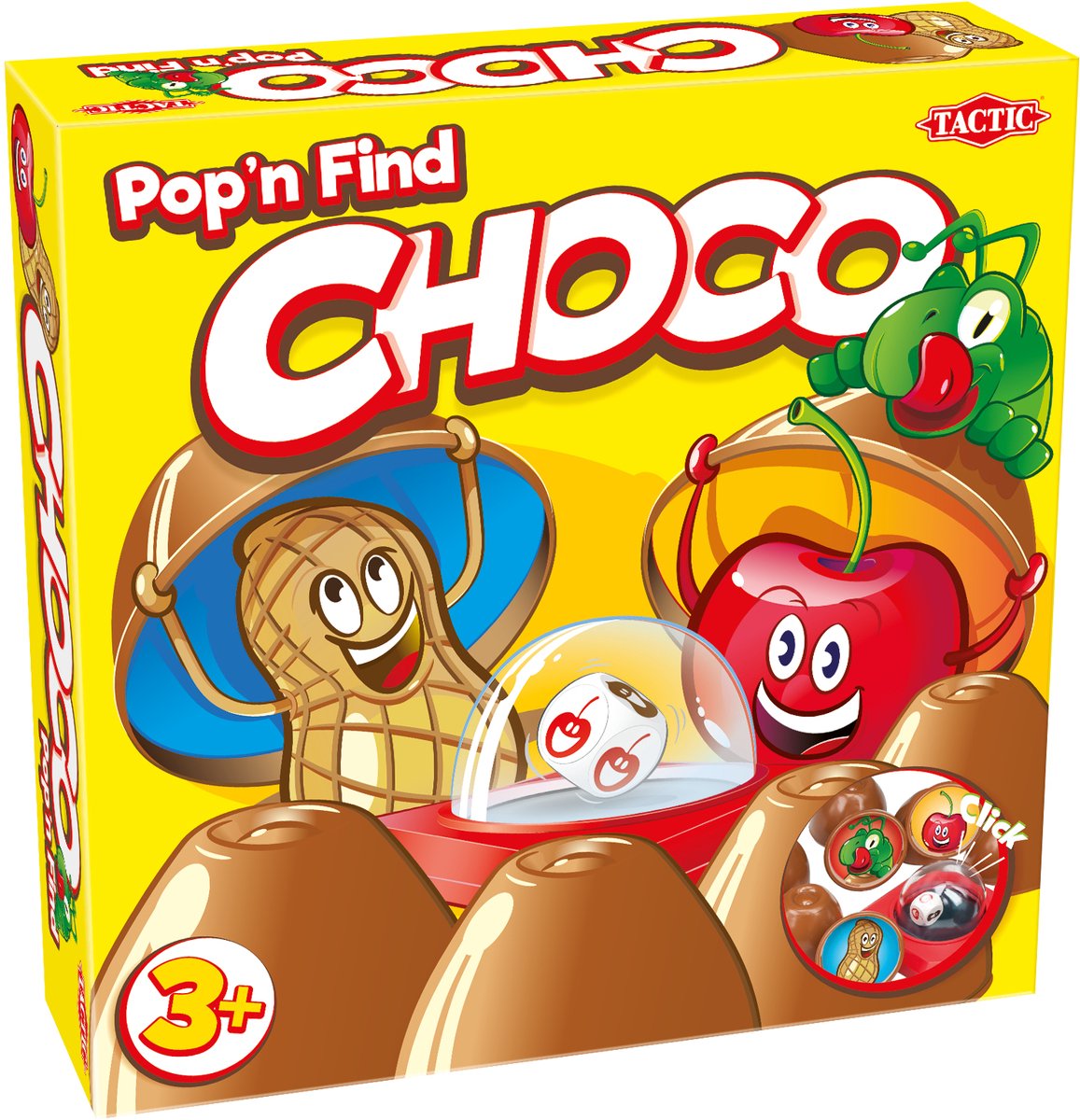 Tactic choco - kinderspel - geheugenspel met chocolaatjes - pop-o-matic dobbelsteen - verzamel de meeste chocolaatjes - familiespel voor jonge kinderen - 2 tot 4 spelers - vanaf 3 jaar