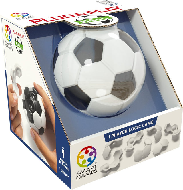 Smartgames plug play ball - 3d voetbal puzzel fidget toy - compact logisch denkspel - breinbreker voor voetbalfans - vanaf 6 jaar