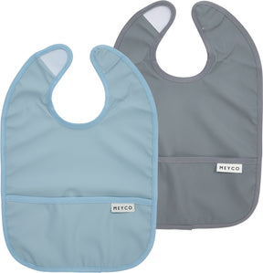 Meyco baby uni slab met opvangbakje - 2-pack - dark grey blue jeans blue