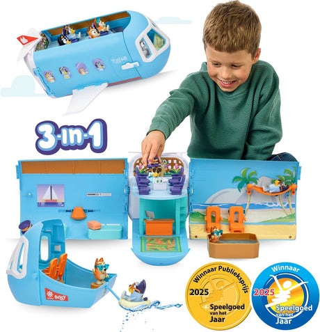 Moose bluey 3in1 vliegtuig met 2 speelfiguren