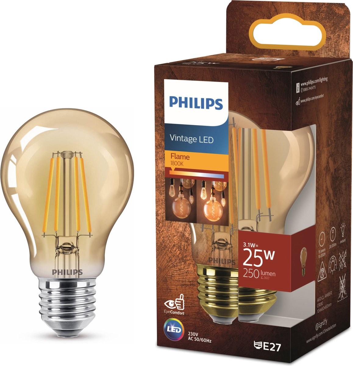 Philips led lamp goud - 35 w - e27 - extra warmwit licht