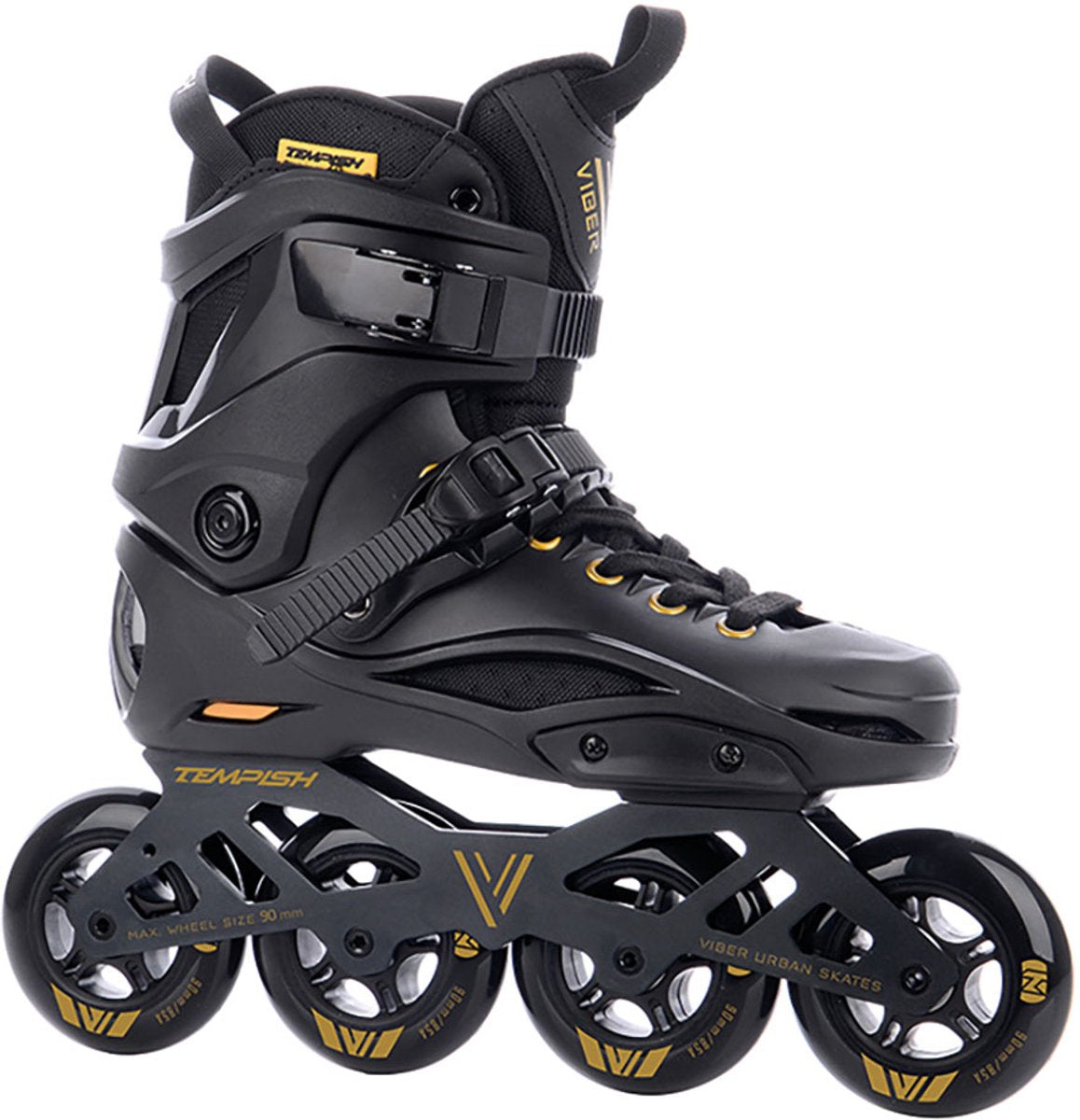 Tempish viber l.e. 90 skeelers volwassenen – 4x90mm wielen – fitness speed inline skates – zwart goud – maat 43