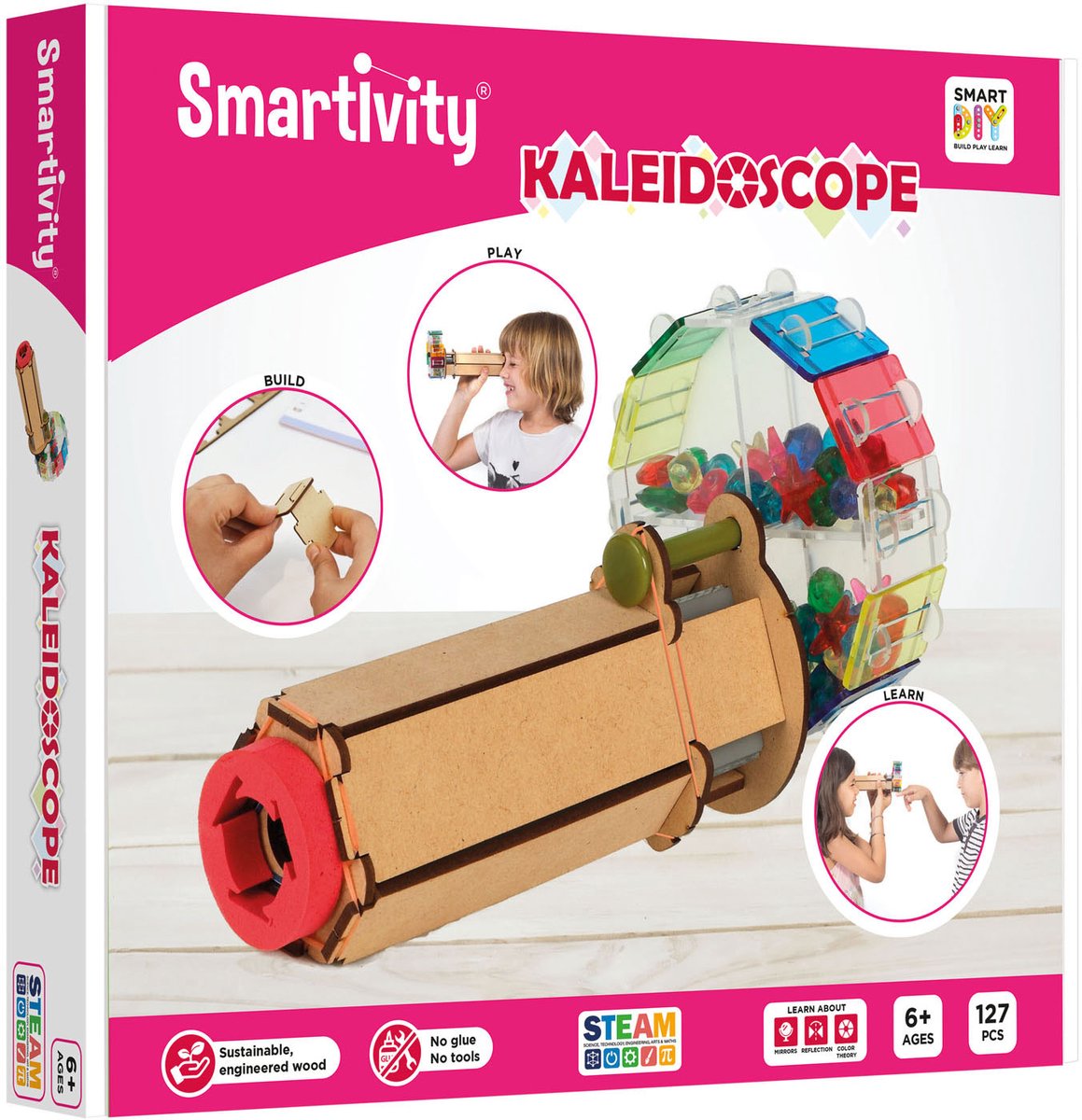 Smartivity mechanische kaleidoscope - houten 3d bouwpakket caleidoscoop - duurzaam constructiespeelgoed modelbouw - cadeau voor jong oud - vanaf 8 jaar tot volwassen