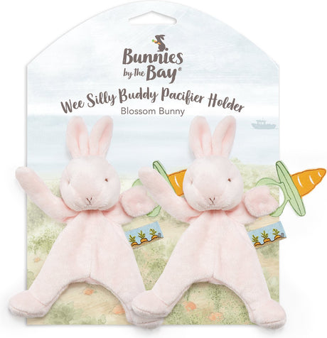 Bunnies by the bay set van 2 knuffeldoekjes met speenhouder konijn - speendoekje - klittenband sluiting voor speen - roze - 2 stuks