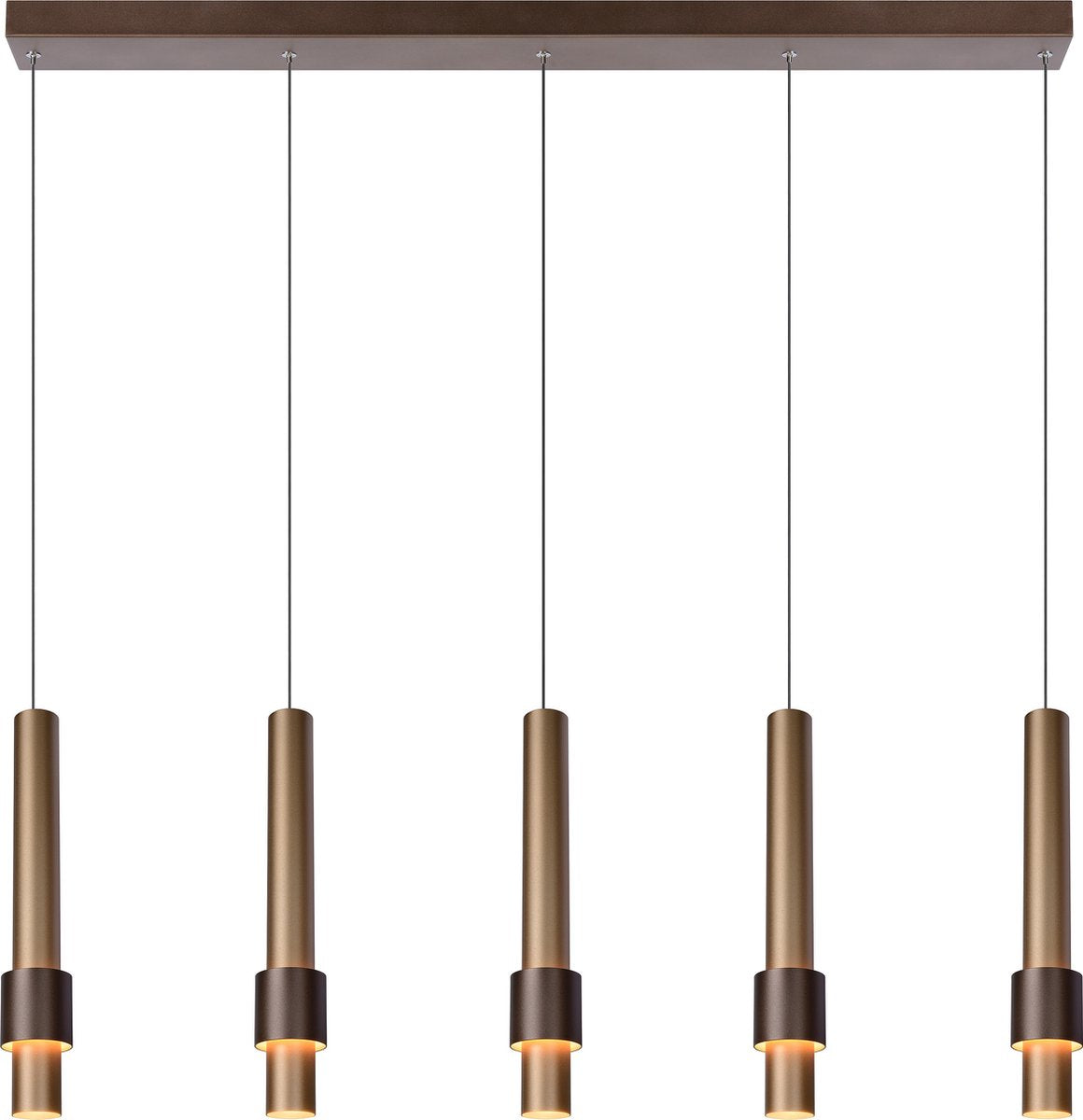 Lucide margary - hanglamp - led dimbaar - 5x4,2w 2700k - koffie
