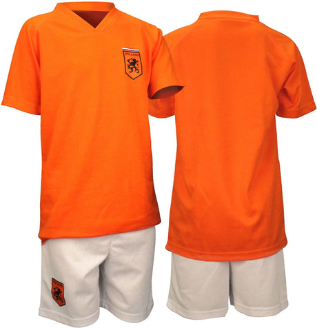 Avento voetbalset supporter - wk nederlands elftal voetbalbroek shirt junior - oranje wit - 104