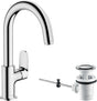 Hansgrohe vernis blend - wastafelmengkraan - ééngreeps bediening - met trekwaste - 210mm maat - draaibare uitloop - chroom