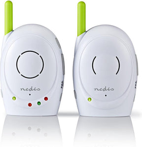 Nedis babyfoon - fhss (frequency-hopping spread spectrum) - met terugspreekfunctie - batterij gevoed netvoeding - groen wit
