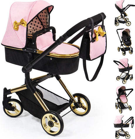 Bayer design - combi poppenwagen neo vario - zwart roze goud