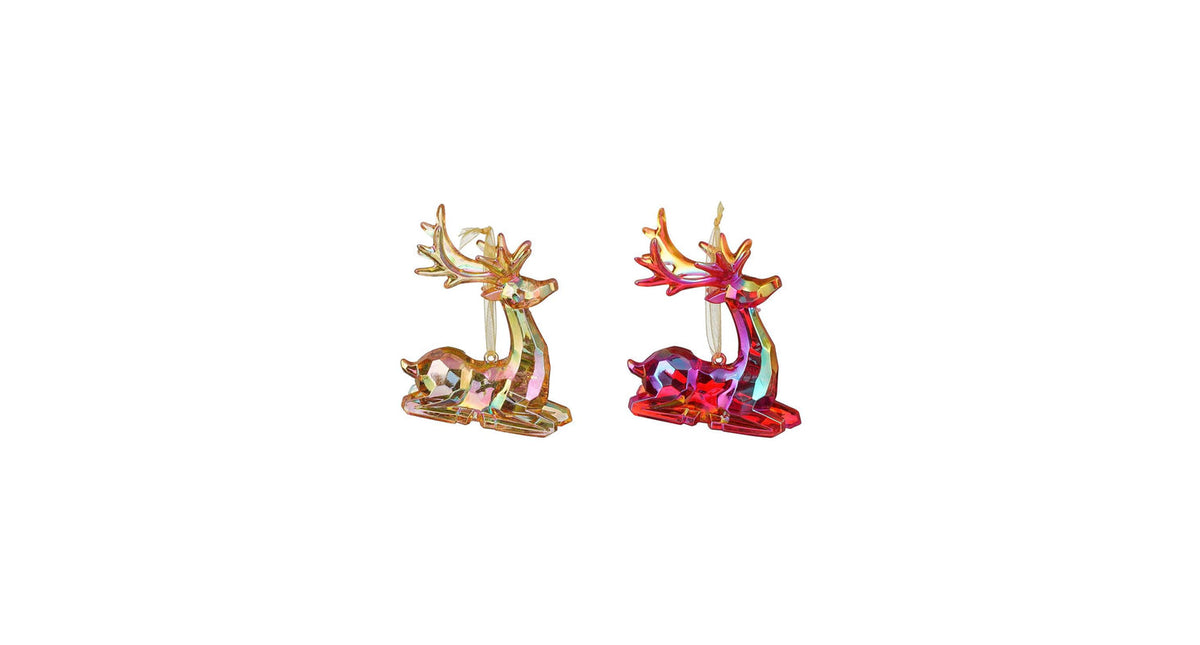 Ornament hert rood goud 2 assorti - l7,5xb2,5xh9cm