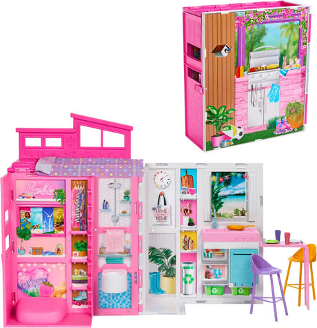Barbie 65-jarig jubileum met 4-kamer appartement meubels en pop roze