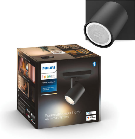 Philips hue runner - spot - zwart - gu10 fitting - 1 lichtpunt - aanpasbaar wit licht - slimme verlichting