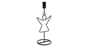 Metal angel candle holder 28cm black