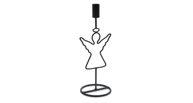 Metal angel candle holder 28cm black