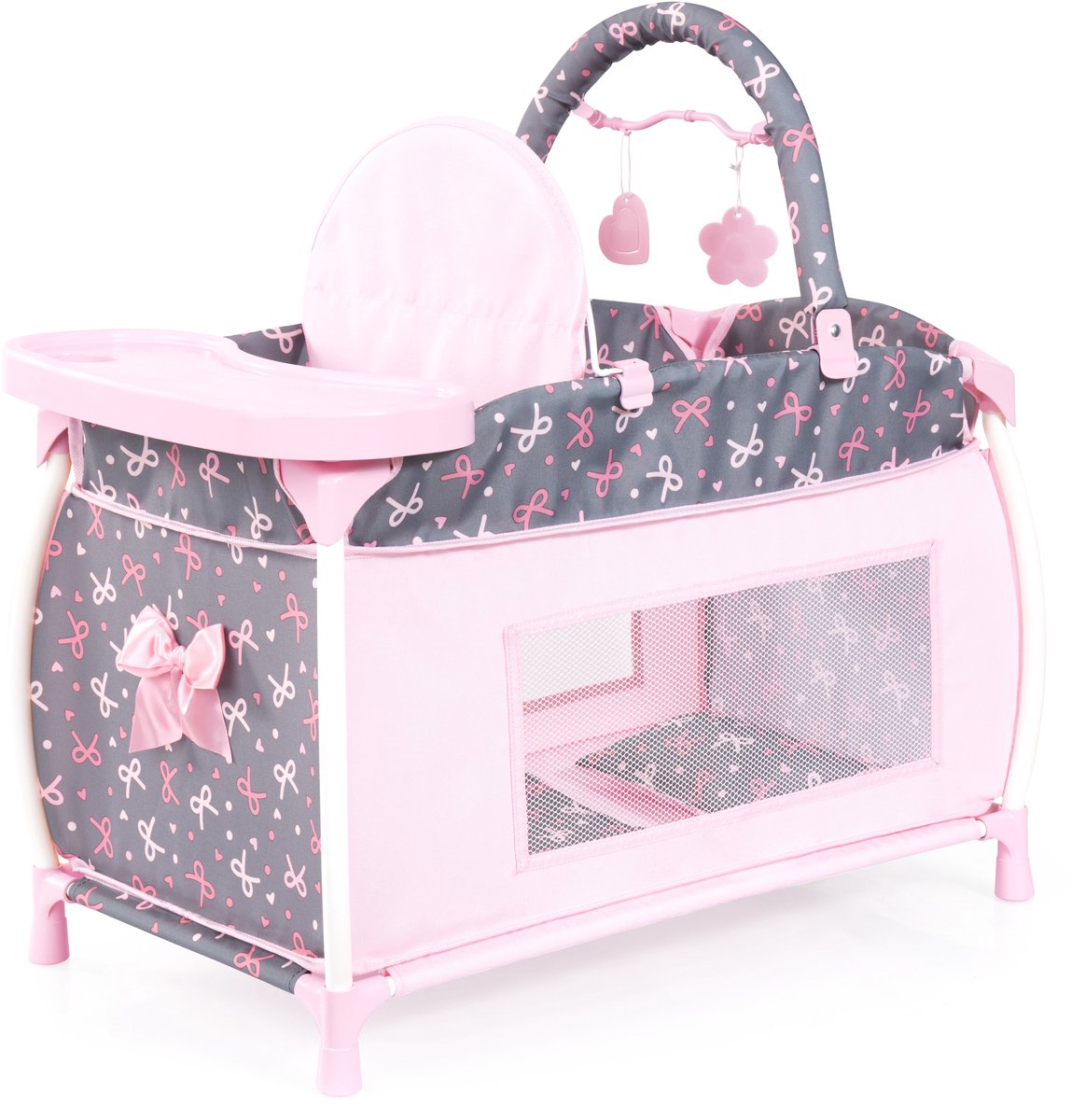 Bayer doll's bed with integrated high chair, dining table, mobile duvet, pillow