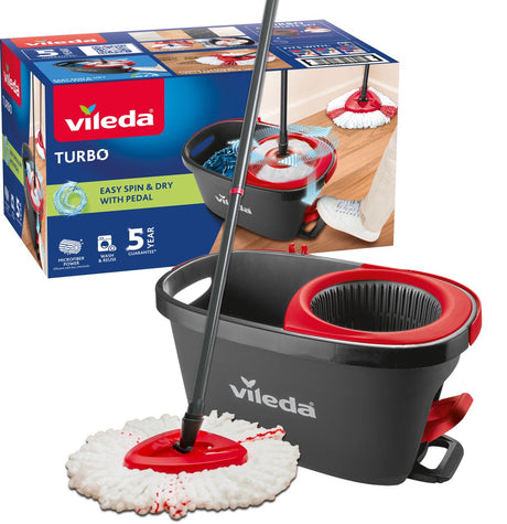 Vileda turbo – complete set met spinmop en emmer met pedaalpers - microvezelmop