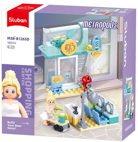 Sluban metropolis hairdresser bouwspeelgoed kinderen vanaf 6 jaar - constructiespeelgoed modelbouw - bouwdoos met 105 bouwstenen - m38-b1265d