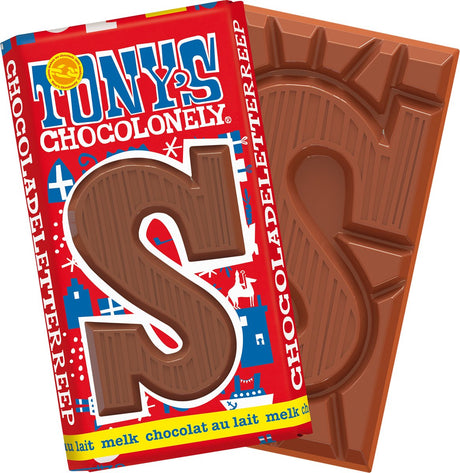 Tony's chocolonely - chocoladeletter - melk - sinterklaas - schoencadeautjes - sint cadeau - 180 gram - fairtrade belgische chocola