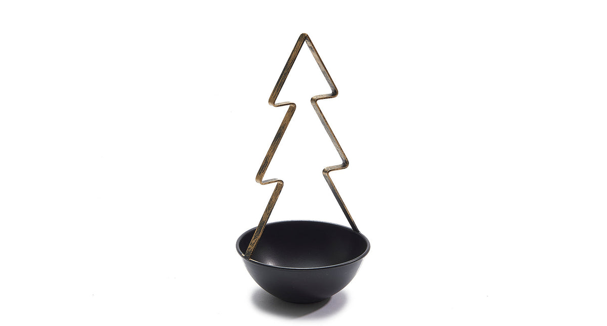 Metal bowl tree ø12x26cm black gold