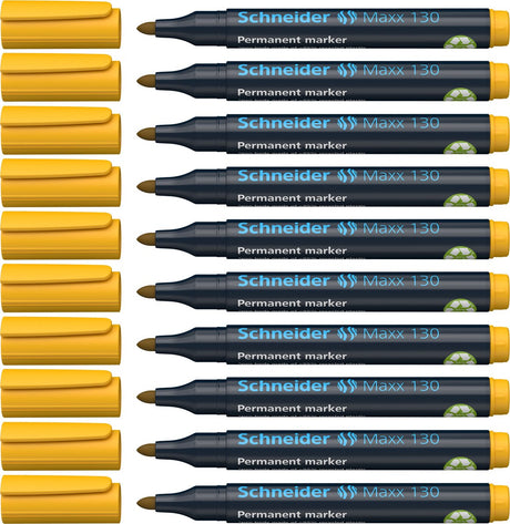 Schneider schrijfwaren schneider permanent marker - maxx 130 - ronde punt - geel - 10 stuks - lijnbreedte 1-3 mm - s-113005-10