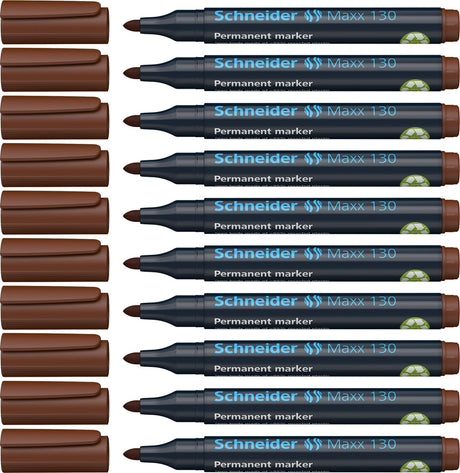Schneider schrijfwaren schneider permanent marker - maxx 130 - ronde punt - bruin - lijnbreedte 1-3 mm - 10 stuks - s-113007-10