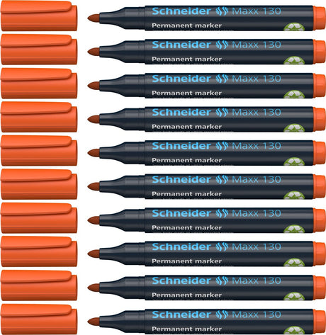 Schneider schrijfwaren schneider permanent marker - maxx 130 - ronde punt - oranje - 10 stuks - lijnbreedte 1-3 mm - s-113006-10