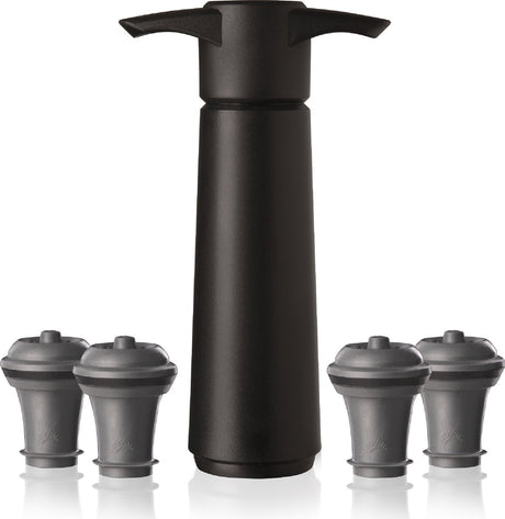 Vacuvin vacu vin wine saver zwart | vacuüm wijnpomp | 4 vacuum wine stoppers