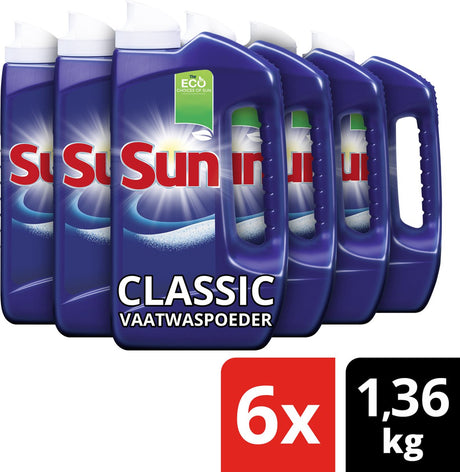Sun classic normaal vaatwaspoeder - 6 x 80 wasbeurten - voordeelverpakking