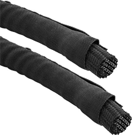 Inline polyester kabelsleeve zelfsluitend met mantel - 25mm zwart - 1 meter