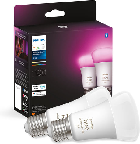 Philips hue standaardlamp - wit en gekleurd - 2-pack - e27 -1100lm