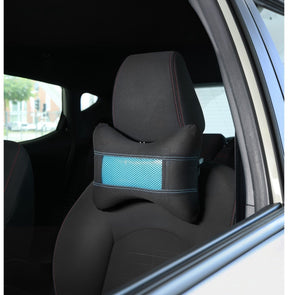 Dunlop nekkussen voor in de auto - ergonomisch ontwerp met memory foam en gel - lichtgewicht en comfortabel - ideaal voor lange autoritten en reizen - afmetingen 29x20x9 cm - kleur zwart blauw